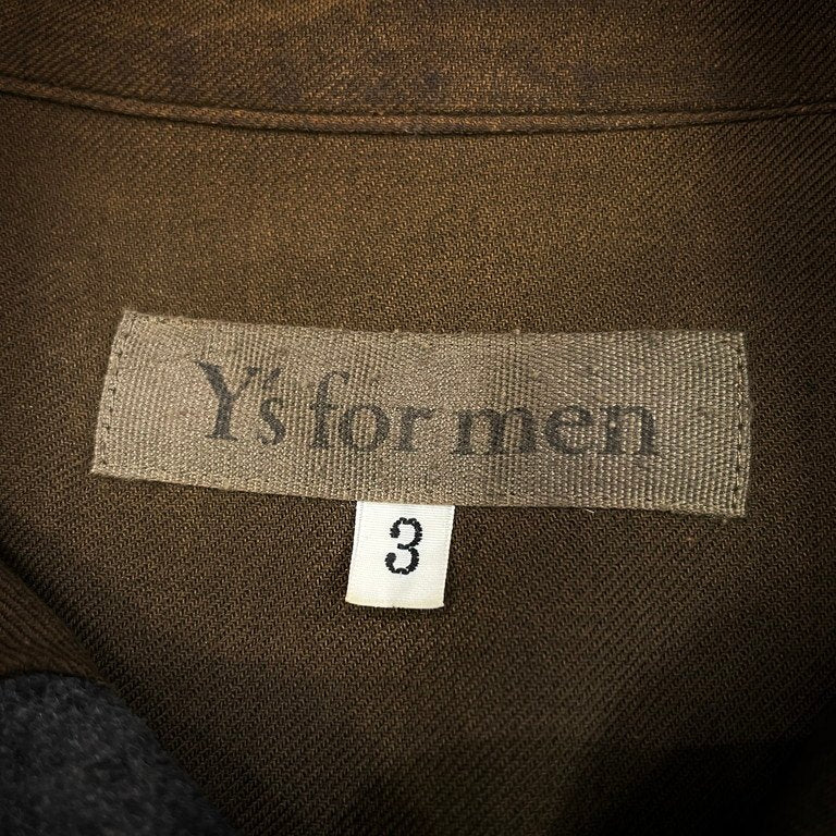 Y's for men アーガイルチェック切替コットンウールギャバジンカットオフボタンダウンシャツ Archive 00s